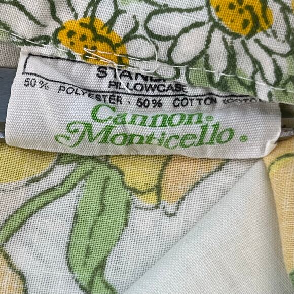 70s yellow floral pillowcase Monticello Cannon 1970s vintage - Picture 4 of 7